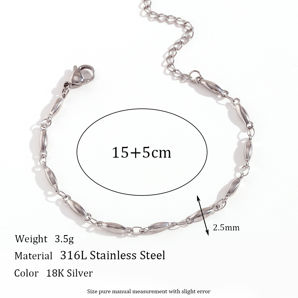 2.5mm handmade chain - Steel bracelet -15cm+5cm