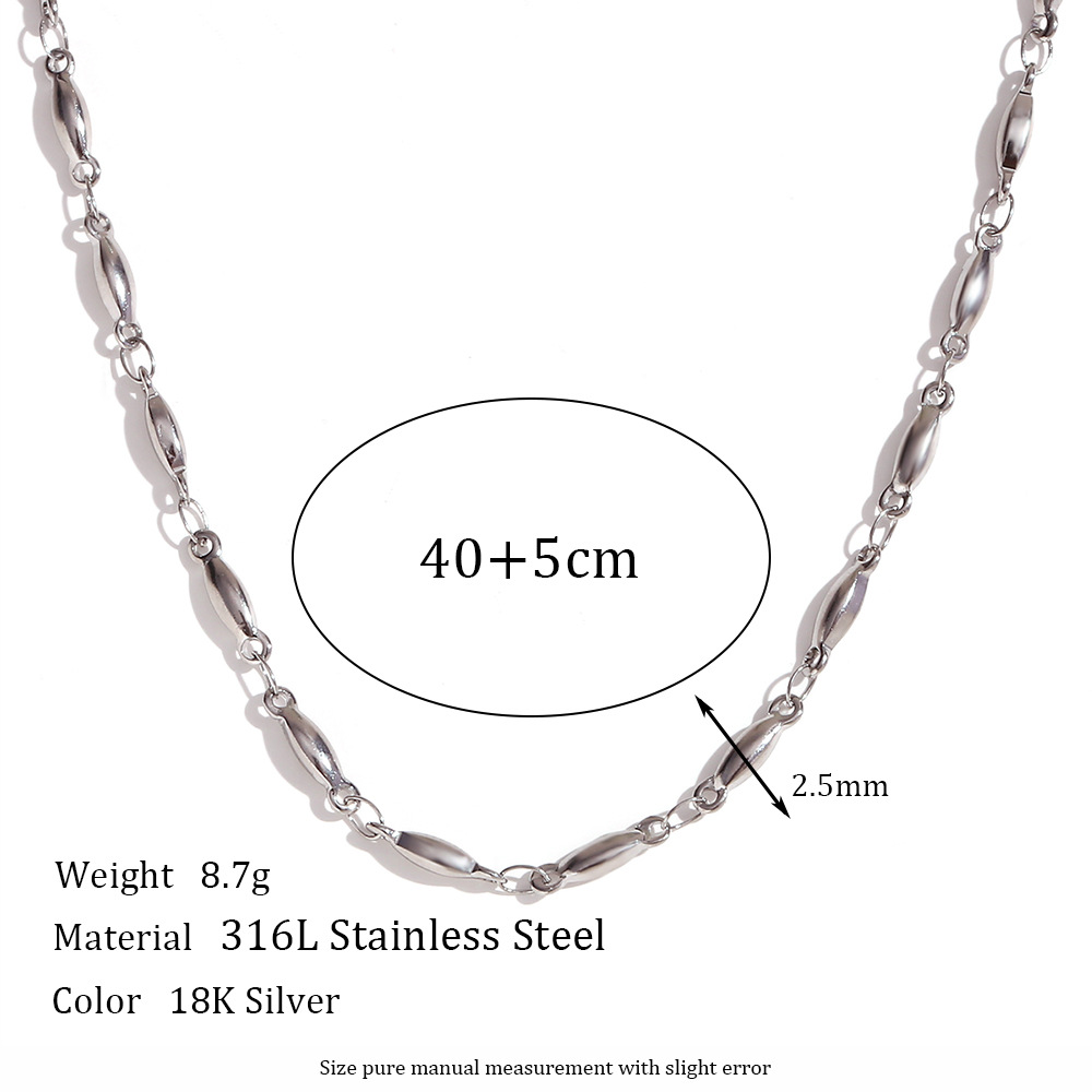 9:2.5mm handmade chain - Steel necklace -40cm 5cm