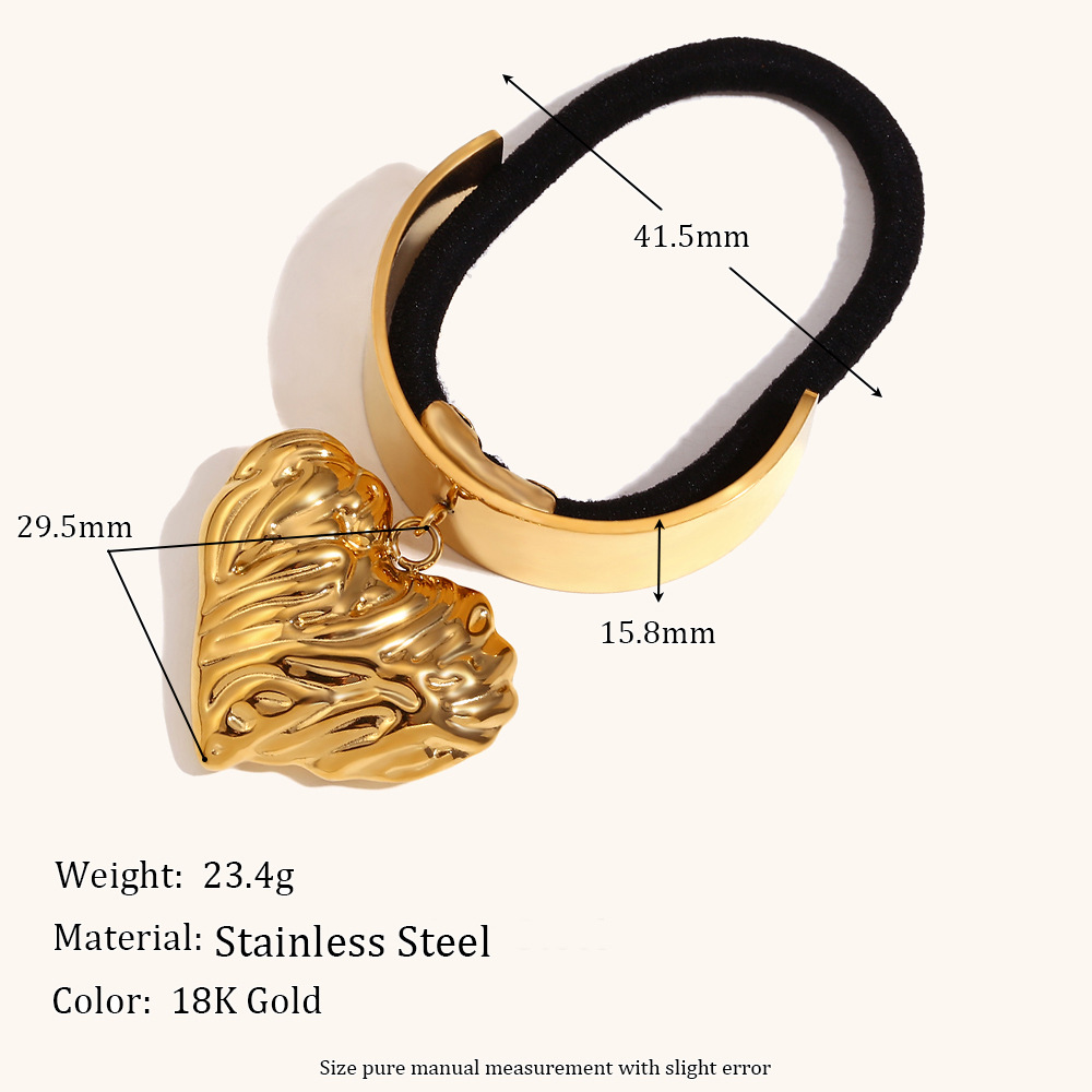 9:Patterned love pendant hair tie - Gold