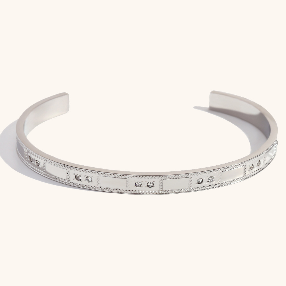 14:Geometric design series bracelet second-steel color