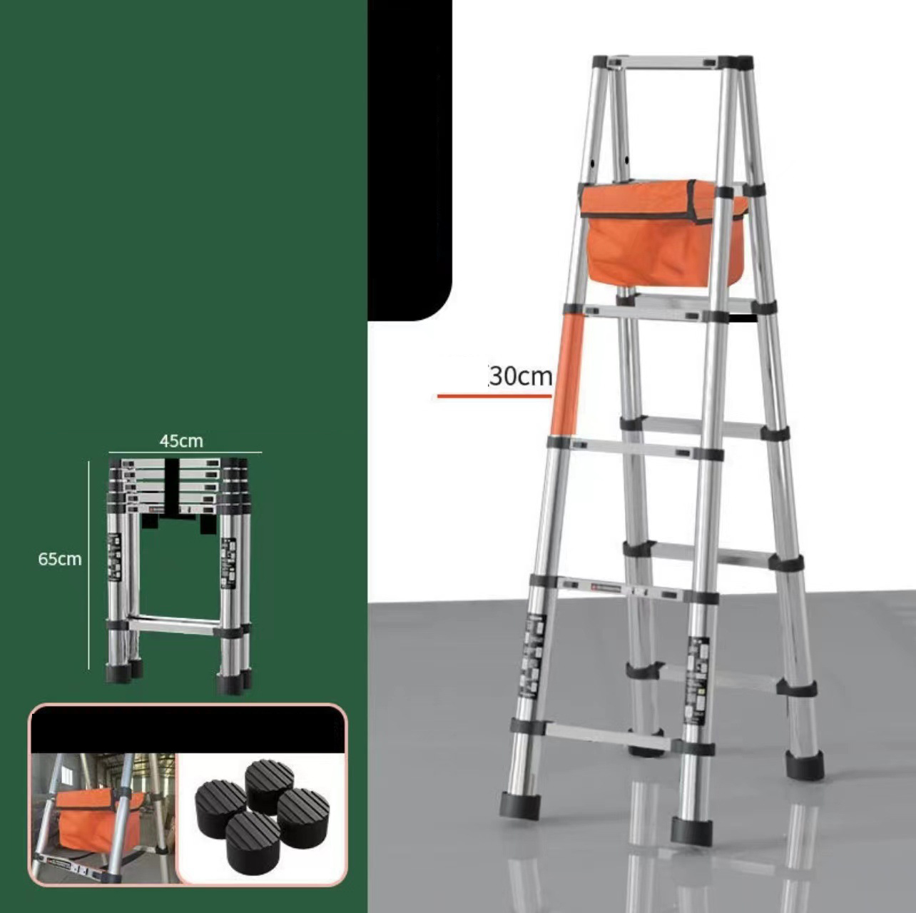 Thickened seamless steel pipe step ladder 1.7 and 1.7 meters