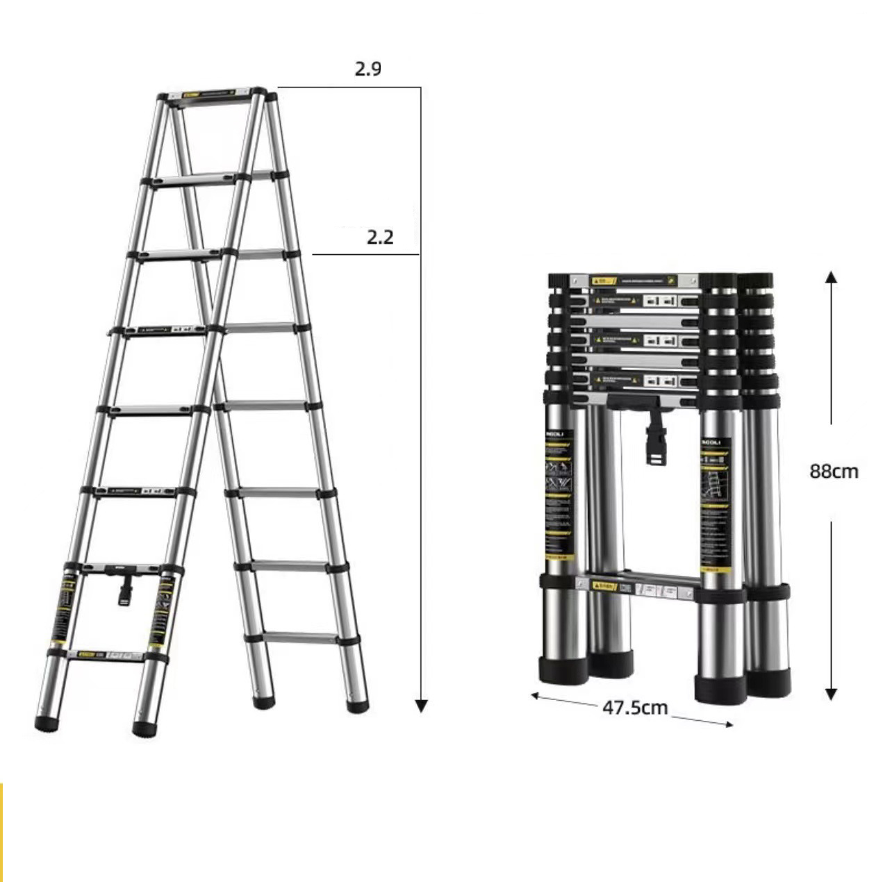 Thickened seamless steel pipe miter ladder 3.1 and 3.1 meters