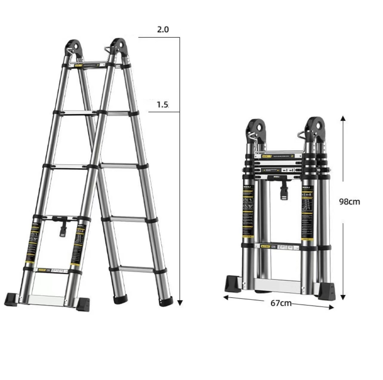 Thickened seamless steel pipe multi-functional 2.1 m joint ladder