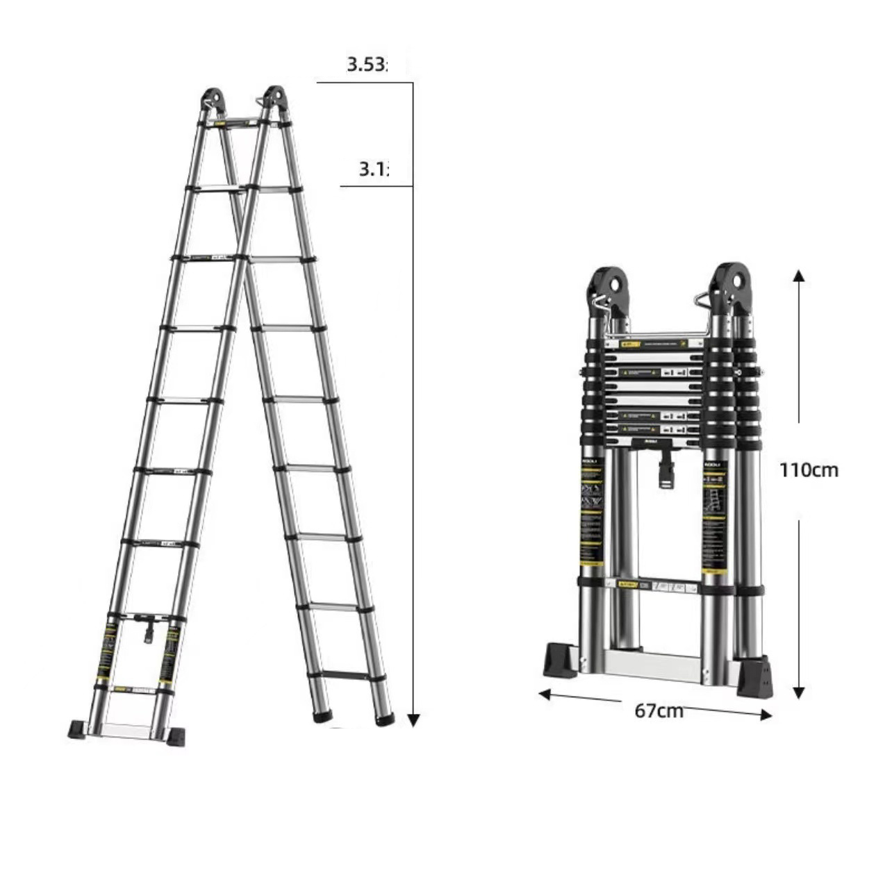 Thickened seamless steel pipe multi-functional 3.7m joint ladder