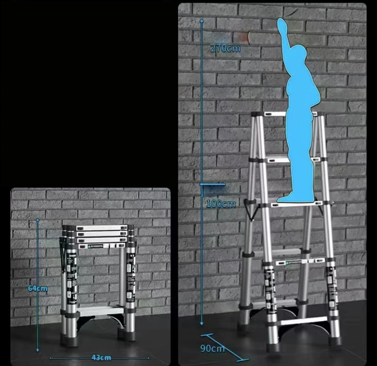 Thickened seamless steel pipe step ladder 1.91.9 meters