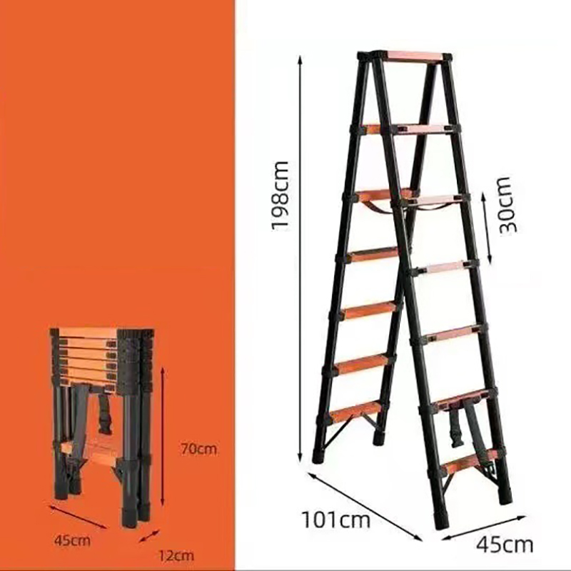 Reinforced and hardened steel house ladder 2.0 meters