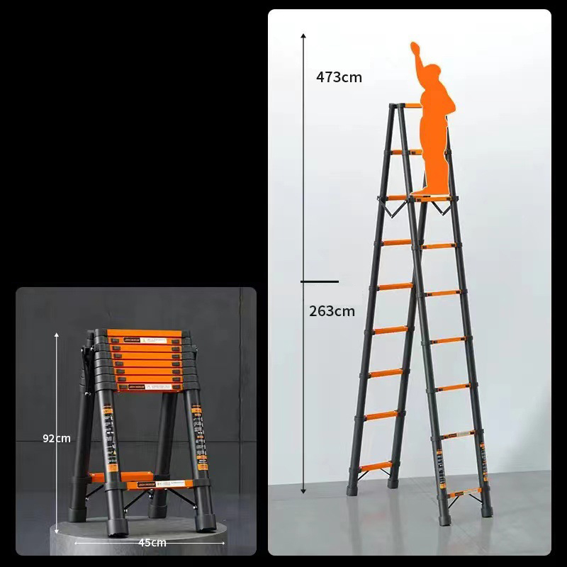 Reinforced and hardened steel ladder 3.5 meters