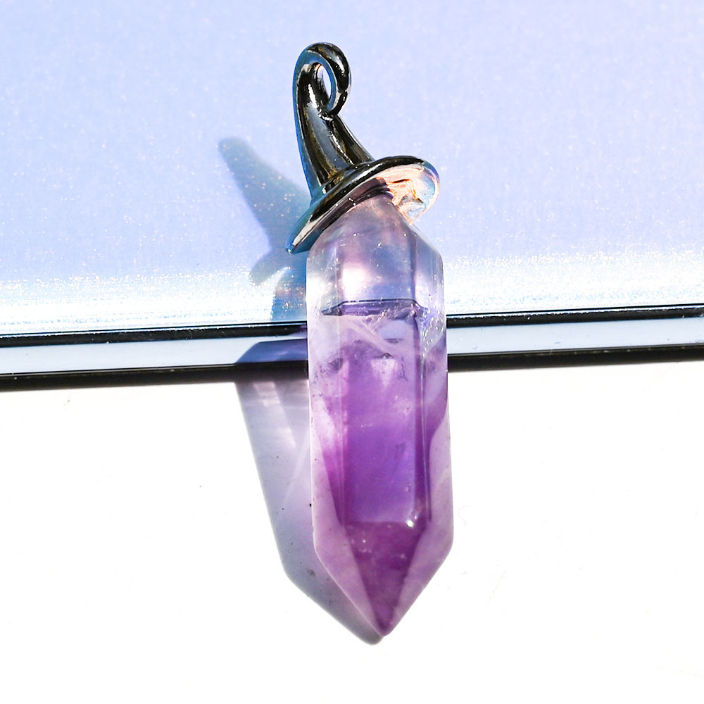 9:Hexagonal prism double  cusp amethyst about 10*40mm