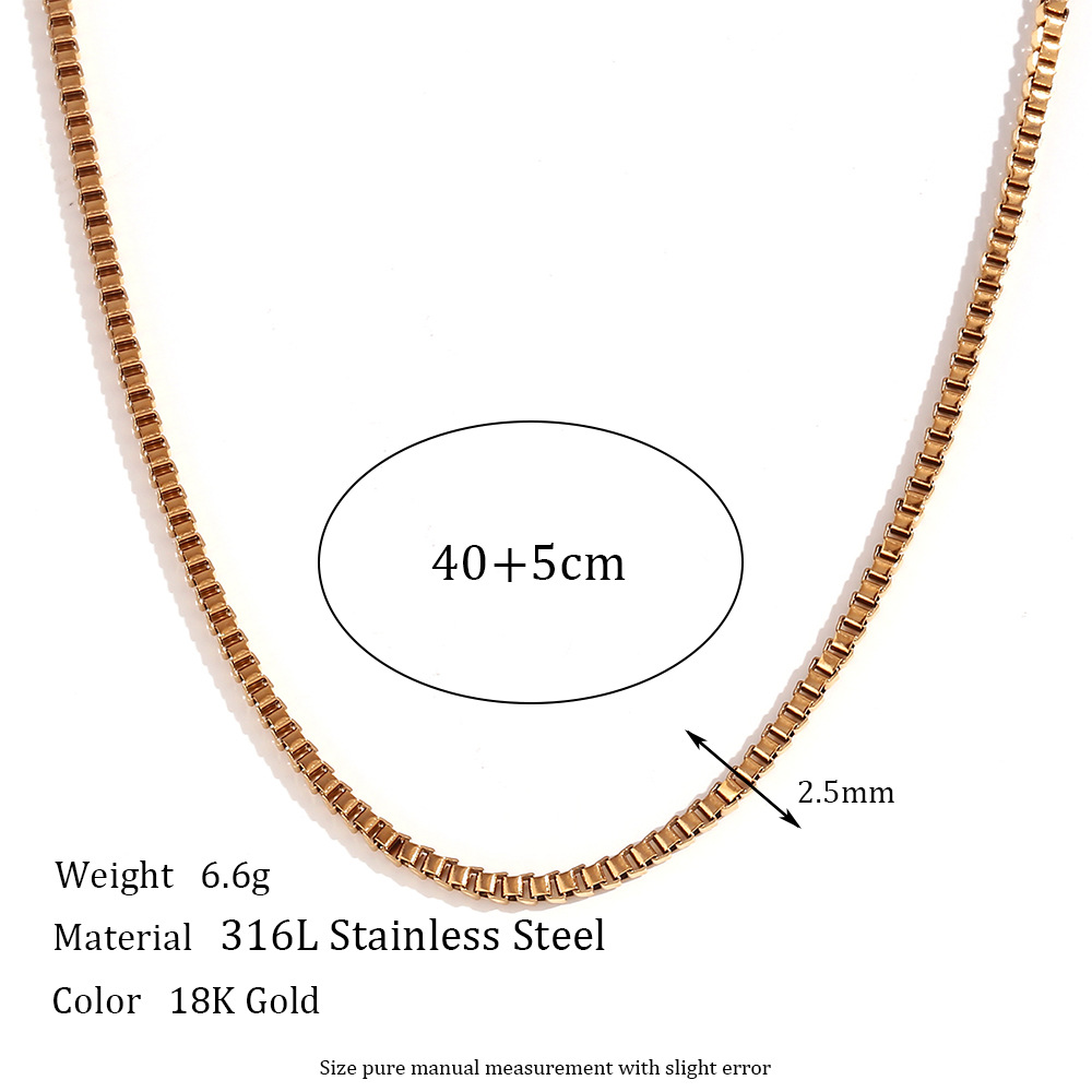 3:2.5mm box chain - Gold necklace -40cm 5cm