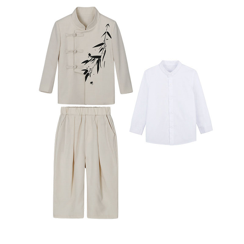 Beige three-piece set (Shirt , Jacket and trousers)