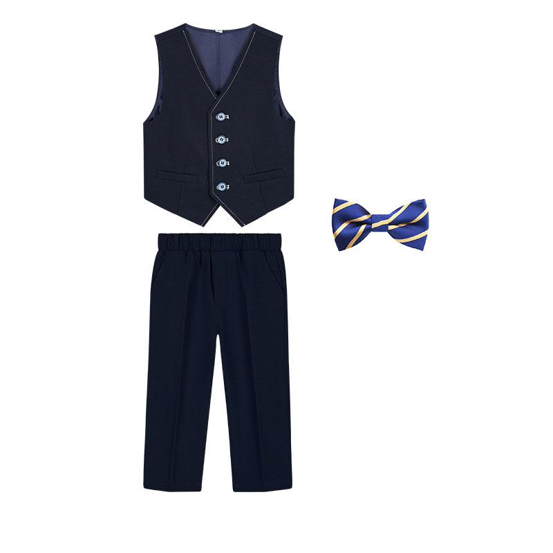 Navy Blue 3-piece set  (Vest , trousers and bow tie)