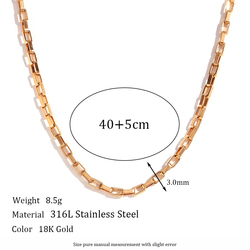 3:3mm long box chain - Gold necklace -40cm 5cm