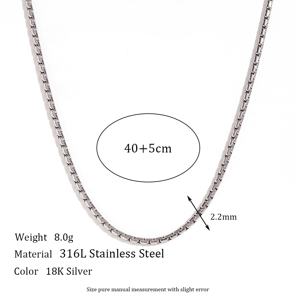 2.2mm hammer round imitation pearl chain - steel n