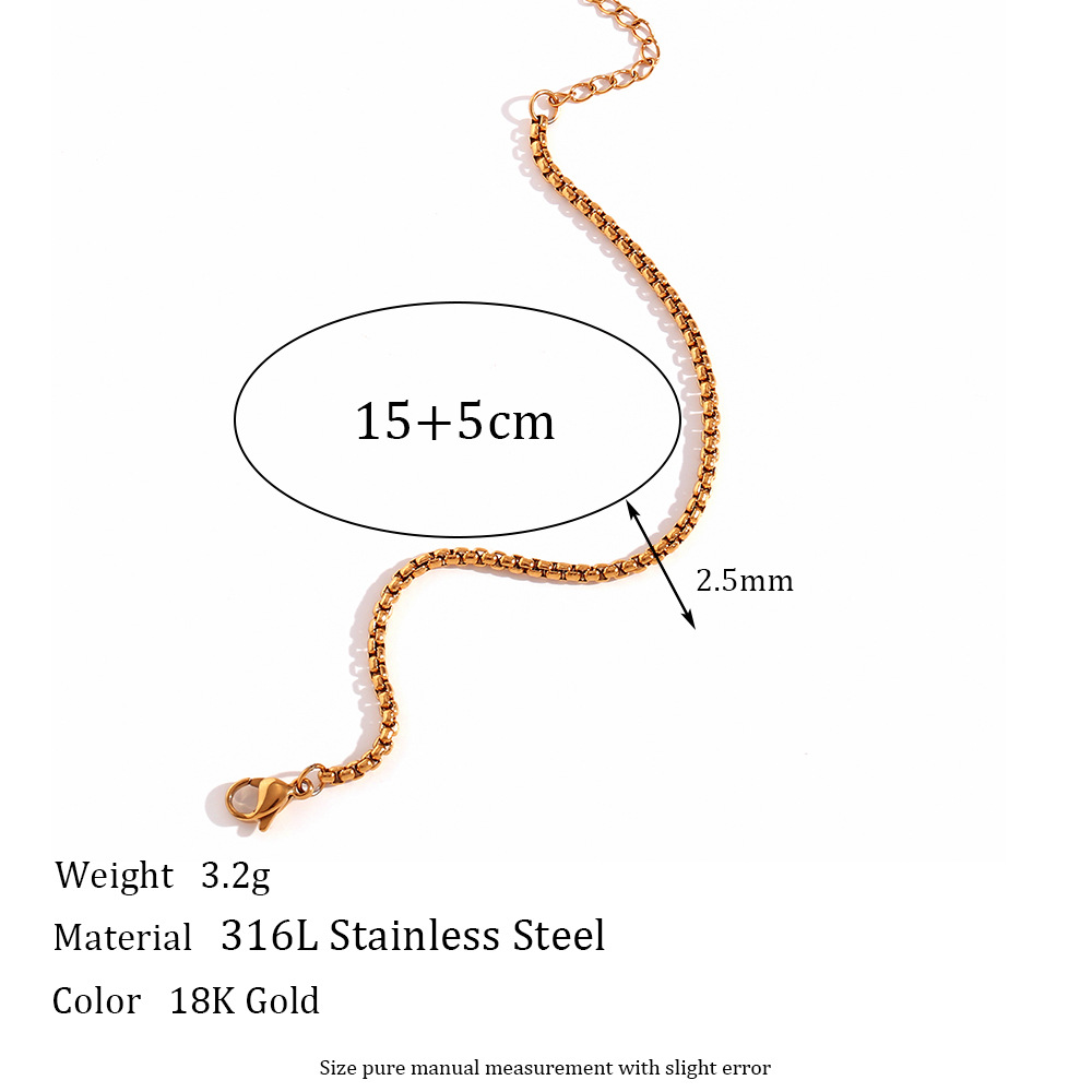 2.2mm Hammer round imitation pearl chain - Gold bracelet -15cm 5cm