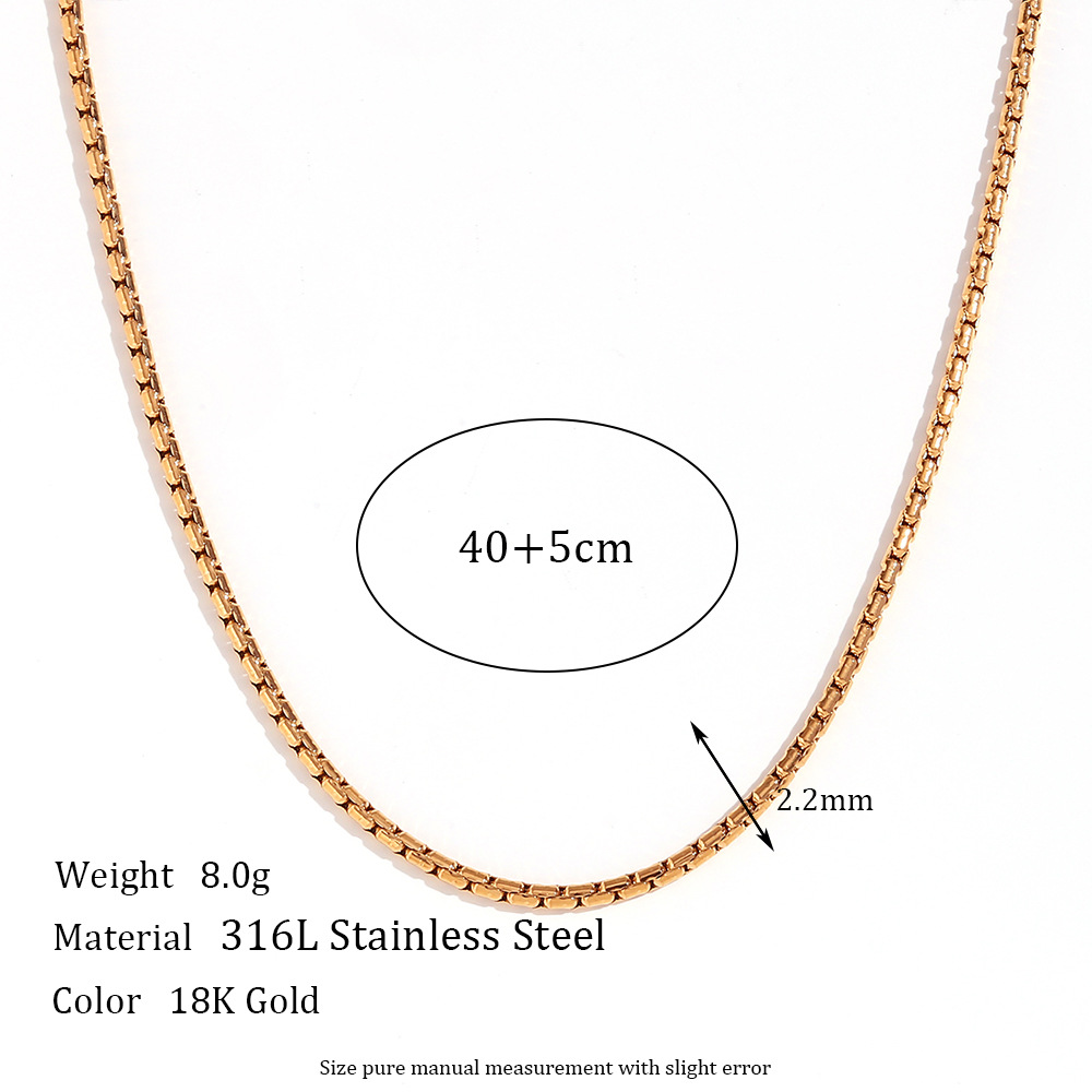 2.2mm Hammer round imitation pearl chain - Gold necklace -40cm 5cm