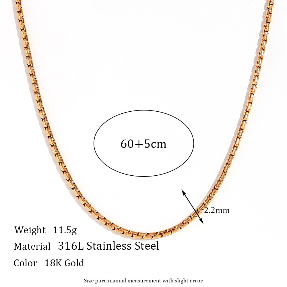 2.2mm Hammer round imitation pearl chain - Gold necklace -60cm 5cm