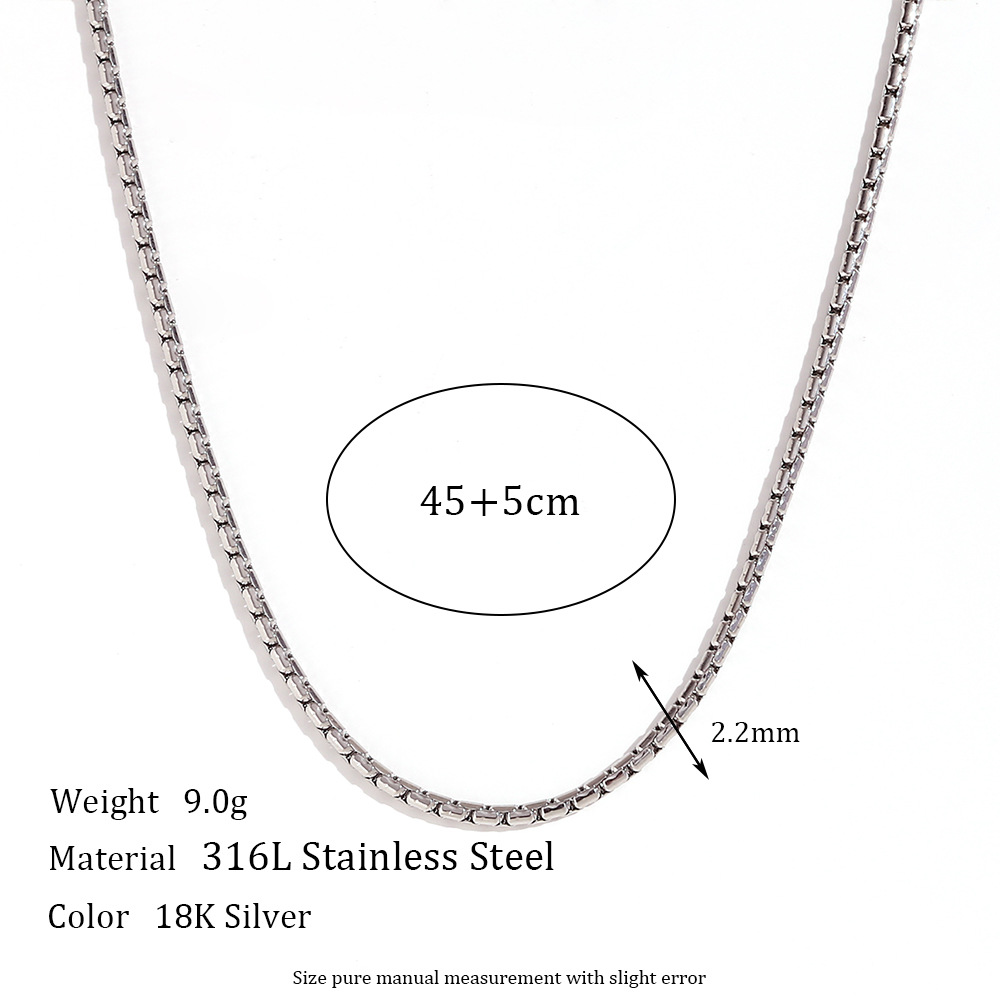 2.2mm hammer round imitation pearl chain - steel necklace -45cm 5cm