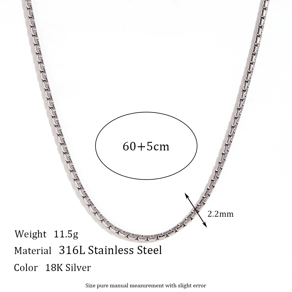 11:2.2mm hammer round imitation pearl chain - steel necklace -60cm 5cm