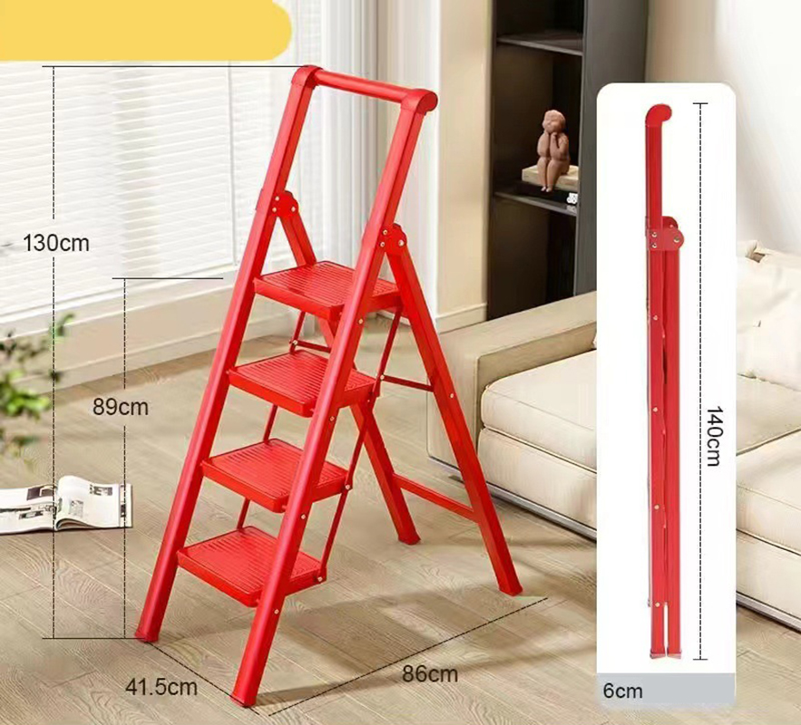 Chinese Red 4-step ladder with armrest oversized step 30*20