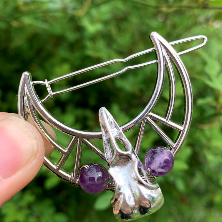 Silver purple crystal beads