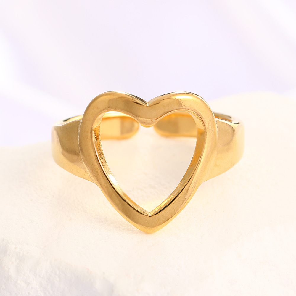 18k real gold love hollowed out