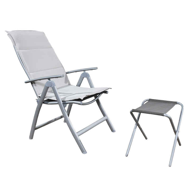 Folding chair plus light gray cushion plus Ottoman plus headrest