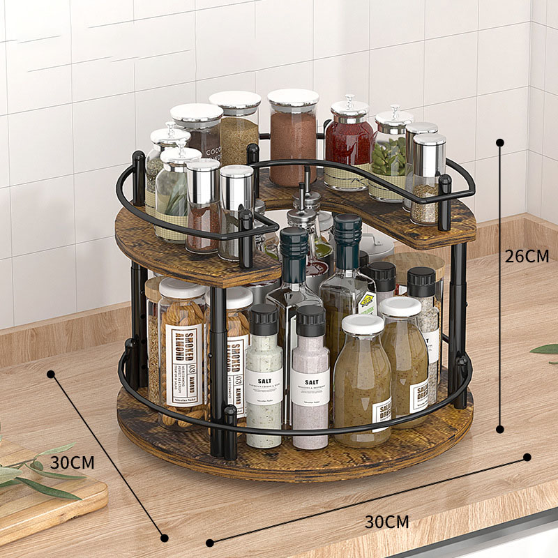 2-layer board adjustable circular seasoning rack