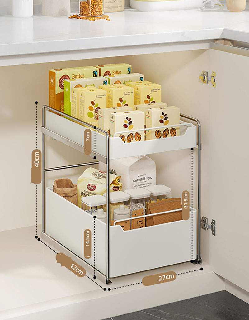 Large pull-out double-layer storage rack upgrade