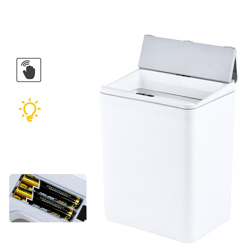 13L white battery version (infrared sensor   light   button) Innovative folding cover base model -23.5x17x28.5cm