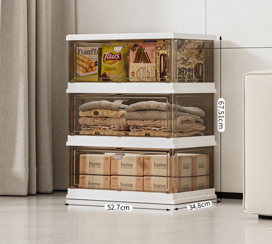 Integrated storage cabinet - white coffee color pure transparent panel 3 layers