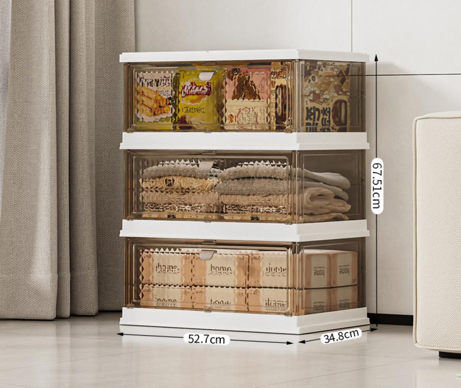 Integrated storage cabinet - white coffee color diamond shaped panel 3 layers