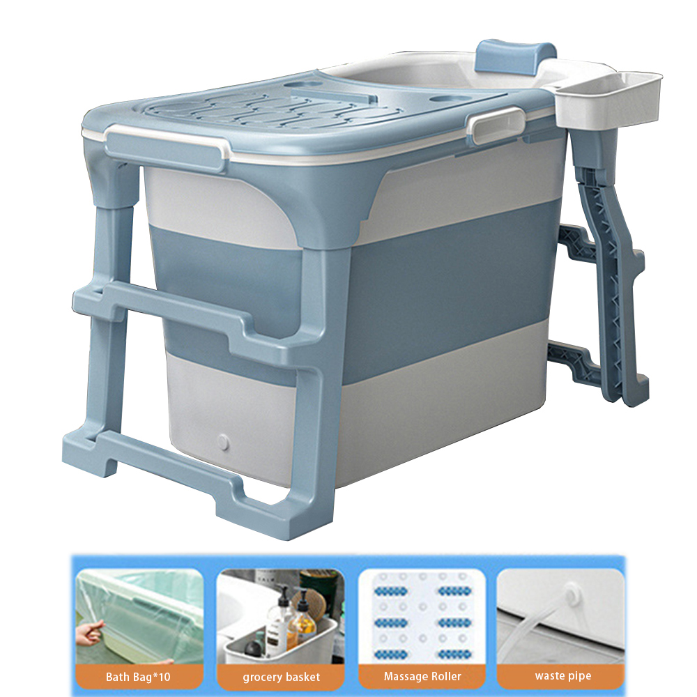 Sky Blue - with lid   bath bag   storage basket   massage wheel