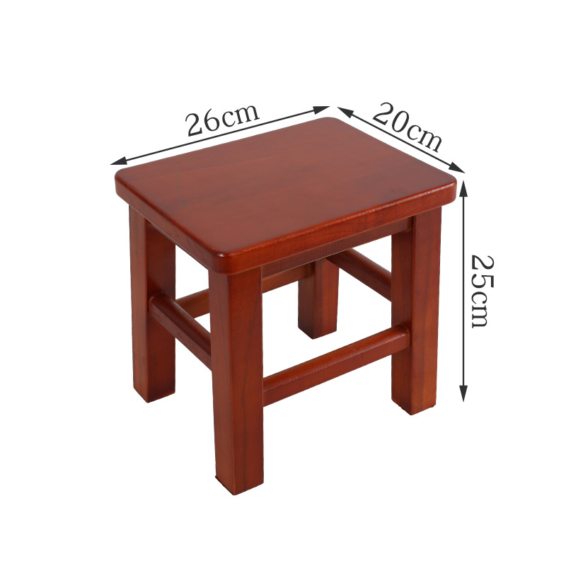 Solid wood square stool 25CM crabapple color