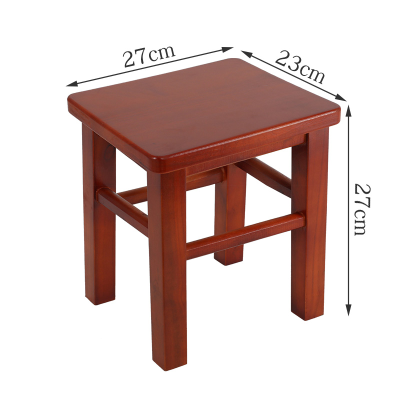 Solid wood square stool 27CM crabapple color