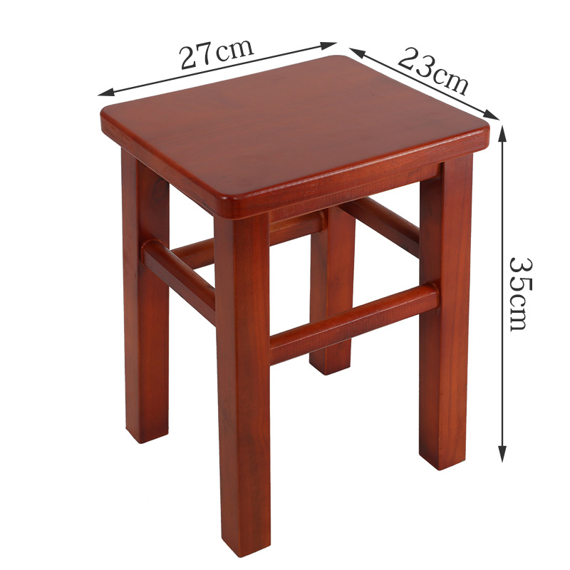 Solid wood square stool 35CM crabapple color