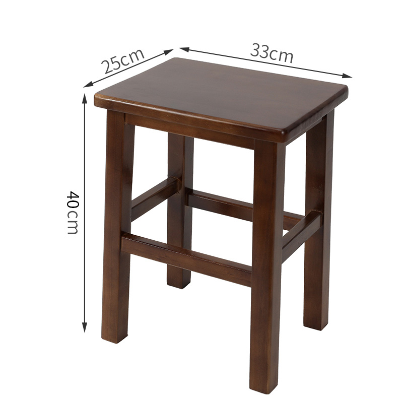 Solid wood square stool 40CM walnut color