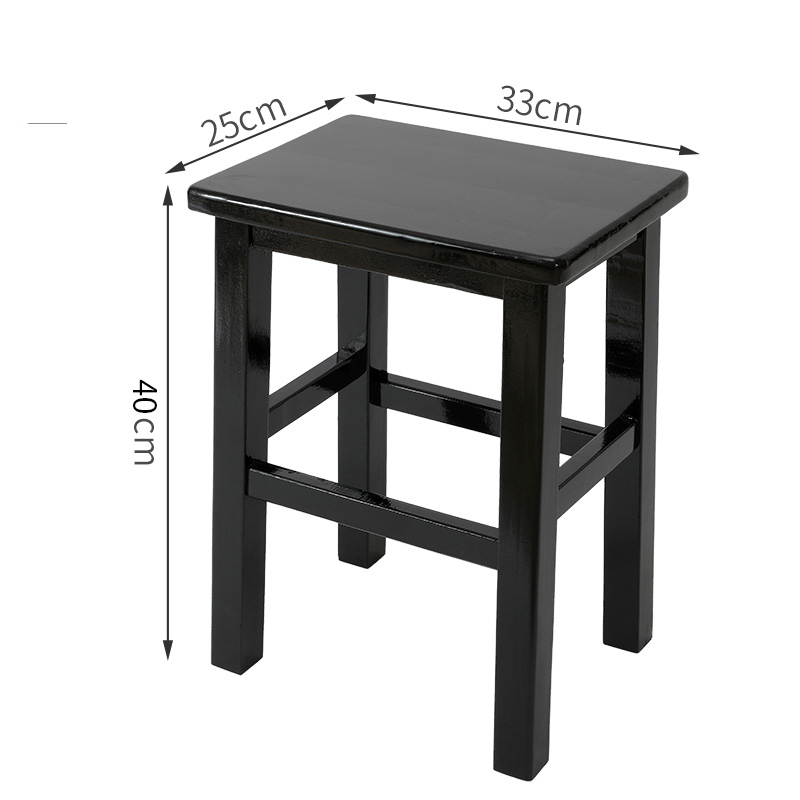 Solid wood square stool 40CM black