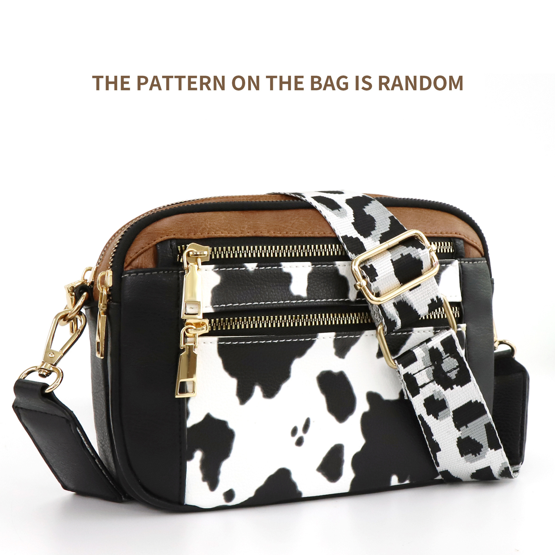 Double zipper cow black brown ( spot )