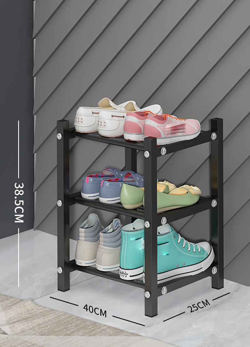 Shoe rack black three layers 40cm