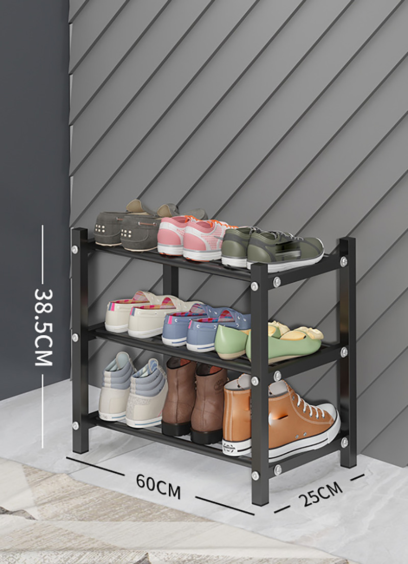 Shoe rack black three layers 60cm