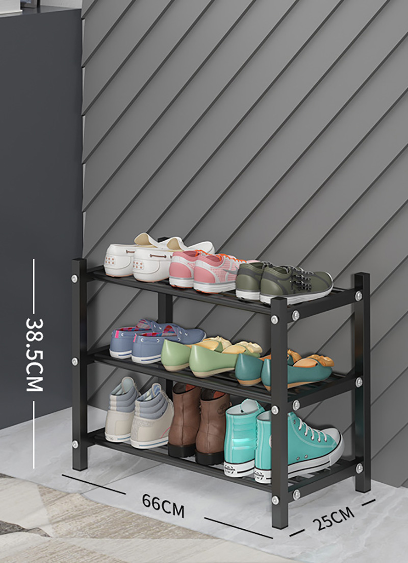 Shoe rack black three layers 66cm