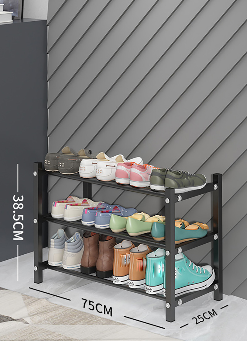 Shoe rack black three layers 75cm