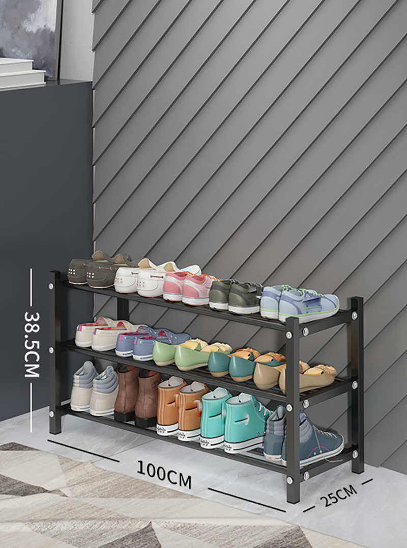 Shoe rack black three layers 100cm