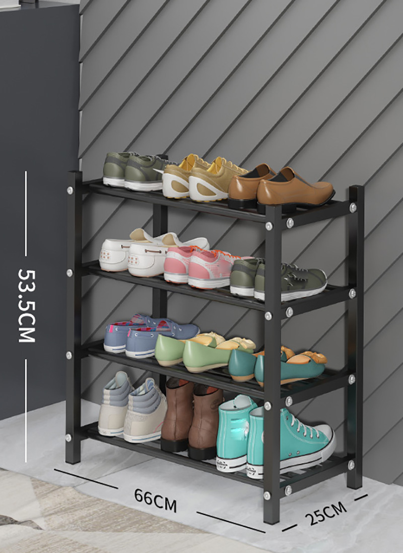 Shoe rack black four layers 66cm