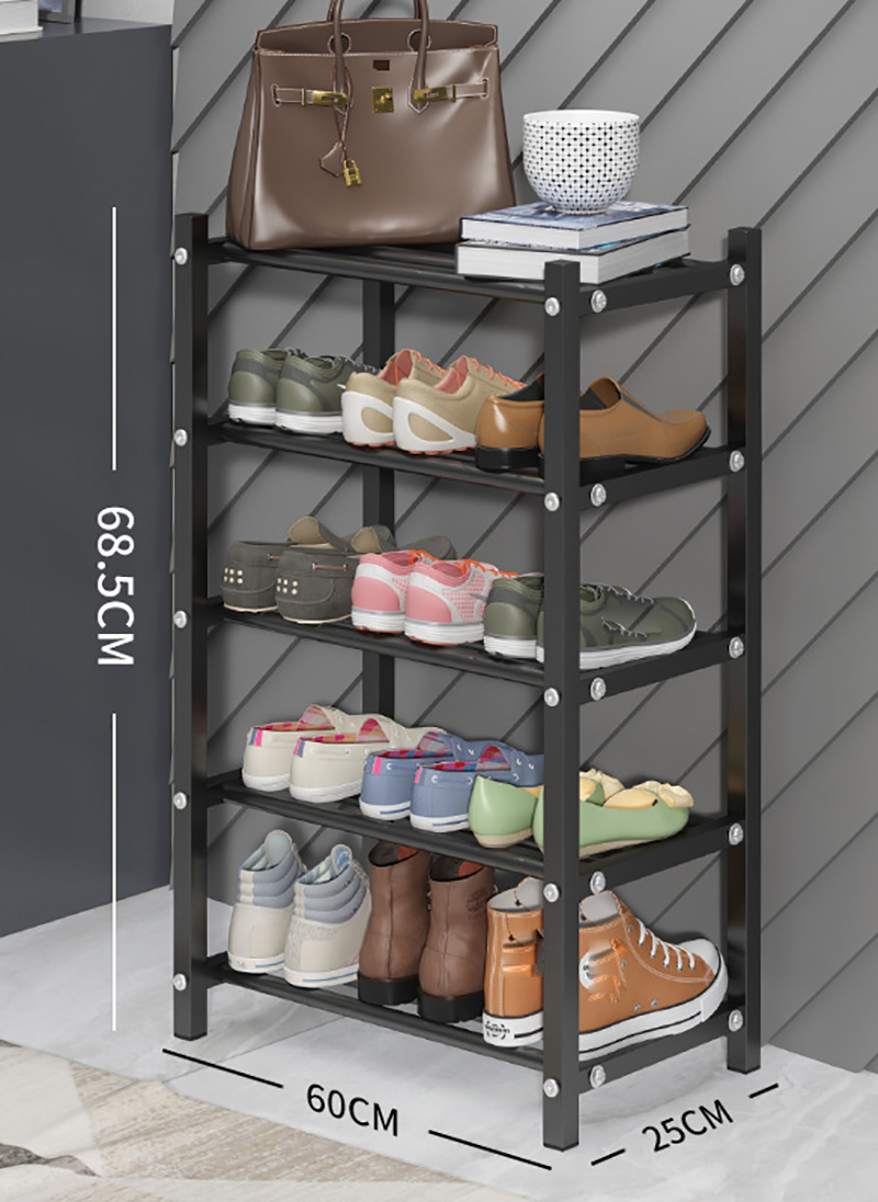 Shoe rack black five layers 60cm