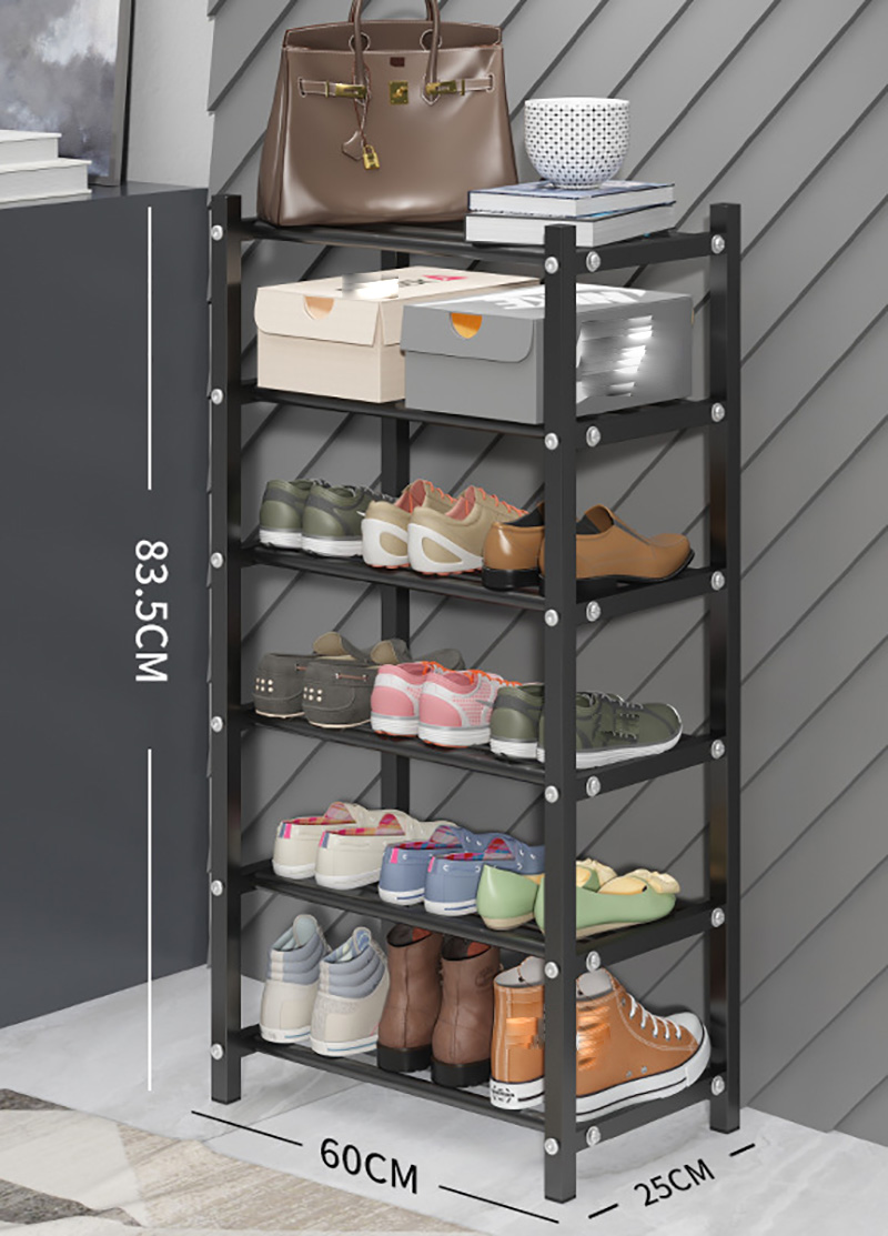 Shoe rack black six layers 60cm