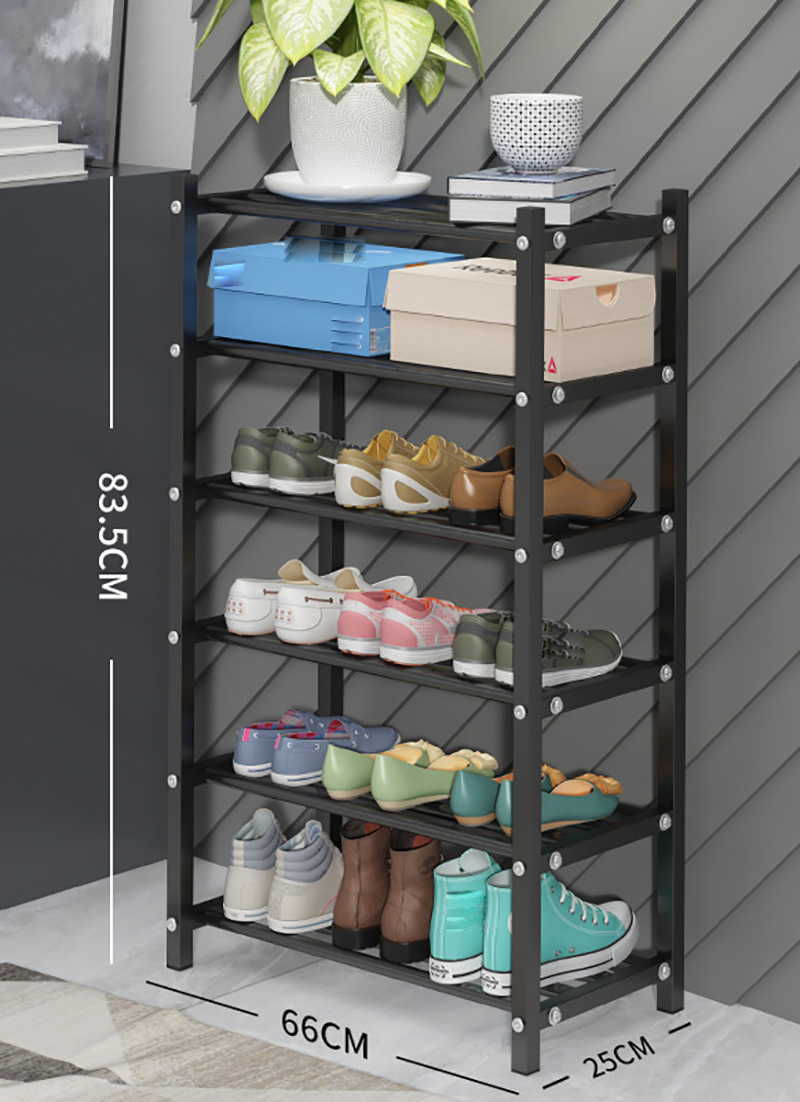 Shoe rack black six layers 66cm