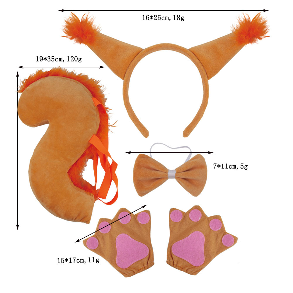 Ultra soft earthy yellow with fur strips and squirrel ears three piece set earthy yellow gloves