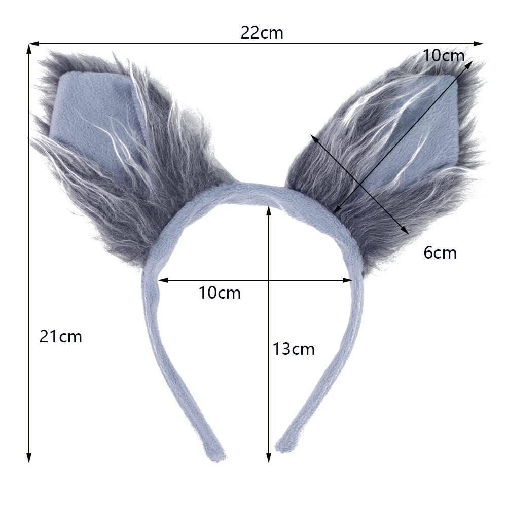 Wearing fur gray wolf ears