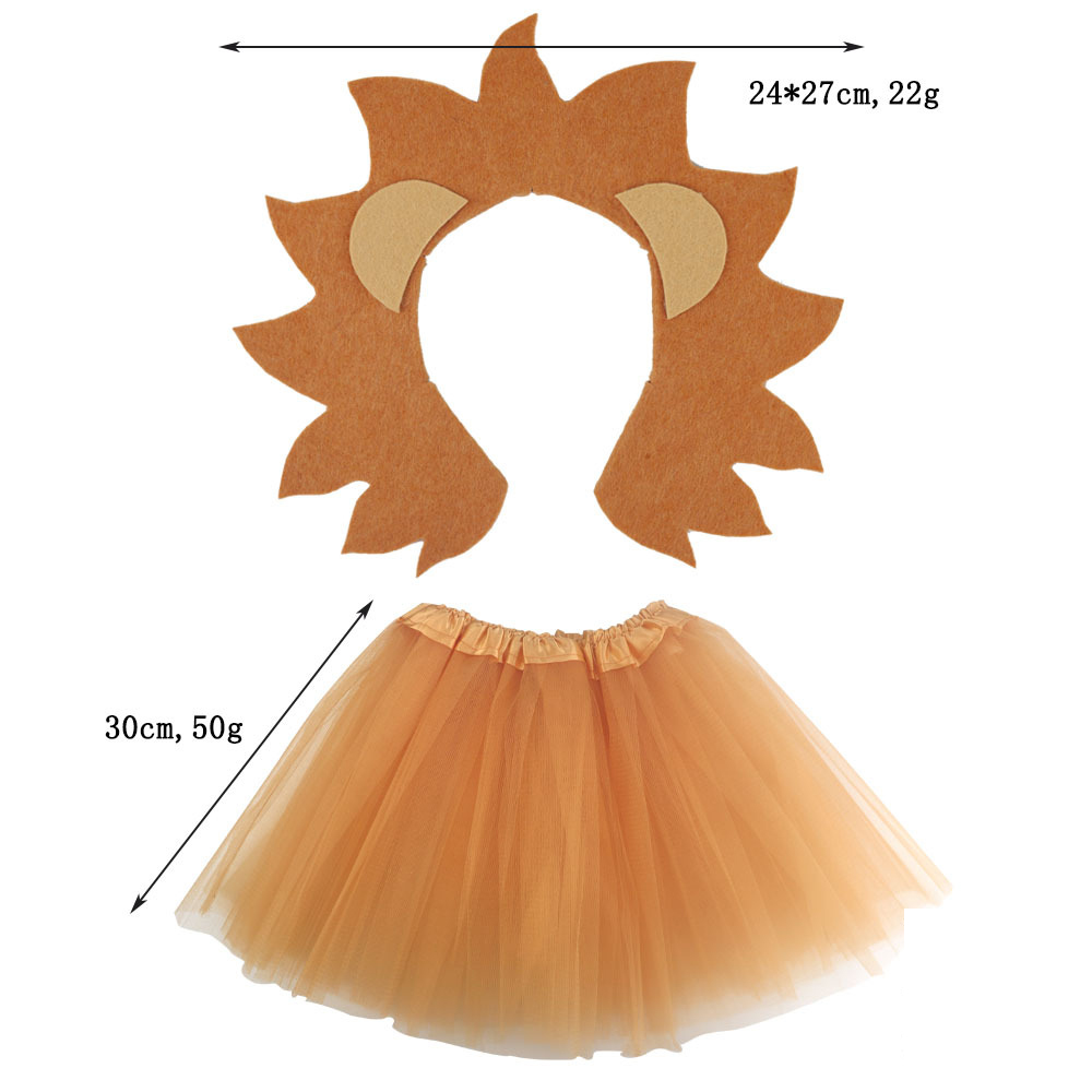 Iron buckle lion headband light brown gauze skirt